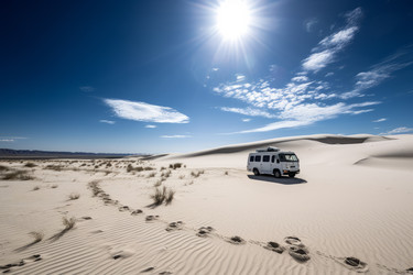 Camping van desert travel. Generate Ai - yliv