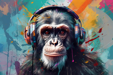 Цветовой всплеск наушников Monkey. Генерировать искусственный интеллект - yliv