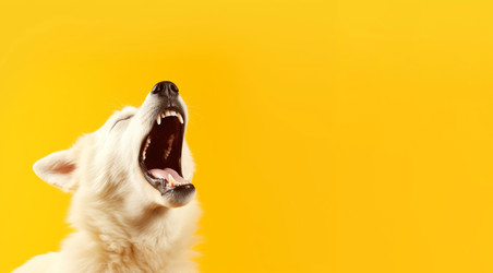 Собака, зевающая желтым знаменем. Генерировать искусственный интеллект - yliv