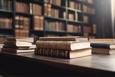 Старая стопка книг в библиотеке. Читайте "Образование". Генерировать искусственный интеллект - yliv