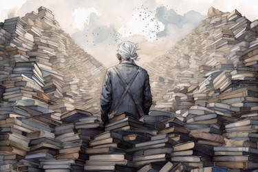 Поэт пожилой человек возле книги. генерировать искусственный интеллект - yliv