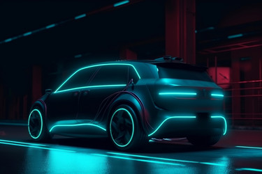 Неоновый электрический автомобиль будущего. Генерировать искусственный интеллект - yliv