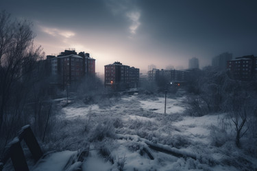 Замерзшая городская зимняя улица. Генерировать искусственный интеллект - yliv