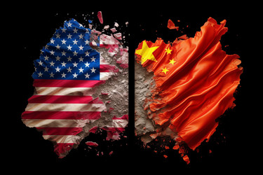 Флаг Китая против флага США. Создайте искусственный интеллект - yliv