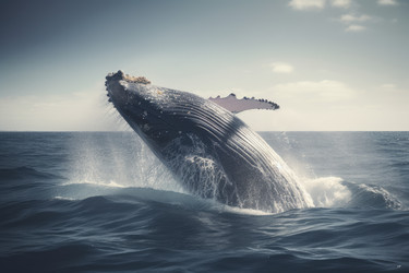 Whale water humpback sea. Ocean animal. Generate Ai - yliv