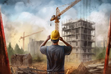 Crane man operator building. Generate Ai - yliv