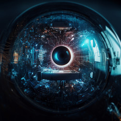 Научный баннер с электронным дисплеем Eye. Генерировать искусственный интеллект - yliv