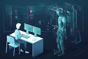 Искусственный интеллект робота изометричен. Чип чата с умным ботом. Генерировать искусственный интеллект - yliv