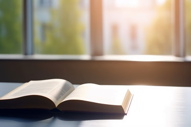 Открытый книжный столик освещен солнечным светом. Генерировать искусственный интеллект - yliv