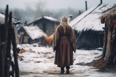 Снежное поселение стариков-викингов. Генерировать искусственный интеллект - yliv