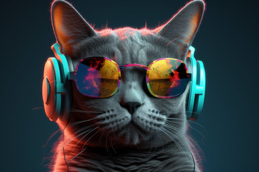 Дискотека в наушниках Cat dj. Танец домашний. Генерировать искусственный интеллект - yliv