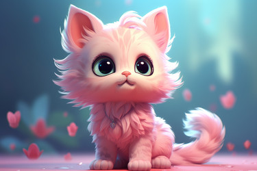 Милый мультфильм про кавайного кота. Счастливая кошечка. Генерировать искусственный интеллект - yliv