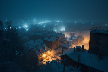 Замерзшая городская зима. Город с замерзшей погодой. Генерировать искусственный интеллект - yliv