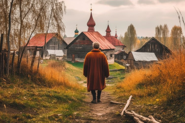 Русский человек в старой деревне. Генерировать искусственный интеллект - yliv