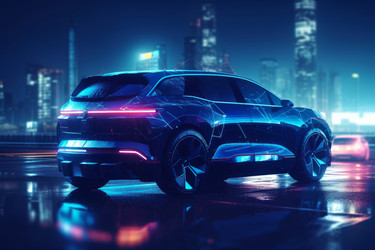 Футуристическая автомобильная неоновая улица. Генерировать искусственный интеллект - yliv