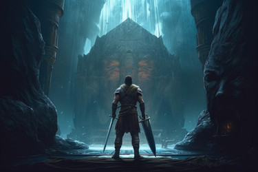 Игровой вымышленный мир Warrior sword. Боевая схватка. Генерировать искусственный интеллект - yliv