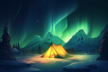 Освещенная палатка aurora green. Генерировать искусственный интеллект - yliv