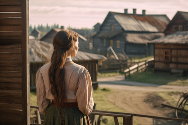 Русская симпатичная женщина из старой деревни. Молодое простоватое лицо. Генерировать искусственный интеллект - yliv