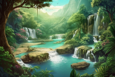 Фантастическая вода в джунглях. Генерировать искусственный интеллект - yliv