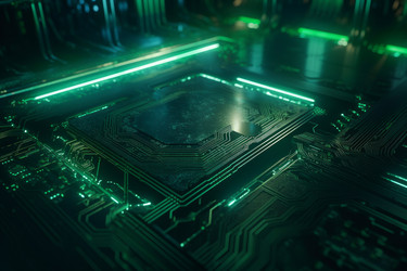 Абстрактная зеленая доска для микрочипов. Современный компонент. Генерировать искусственный интеллект - yliv