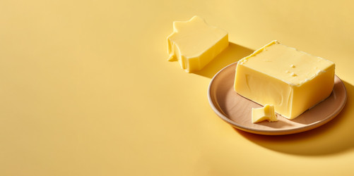 Баннер со свежим сливочным маслом. Продукт для приготовления пищи. Генерировать искусственный интеллект - yliv