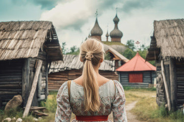 Русская модница из старой деревни. День туризма. Генерировать искусственный интеллект - yliv
