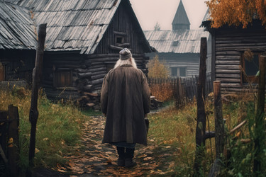 Русский старик из старой деревни. Художественный туризм. Генерировать искусственный интеллект - yliv