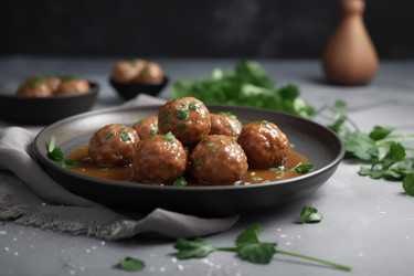 Приготовленные фрикадельки плиты. Итальянская кухня. Создать ИИ - yliv