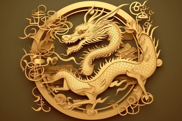 Знак зодиака Дракон арт-золотой. Генерировать искусственный интеллект - yliv