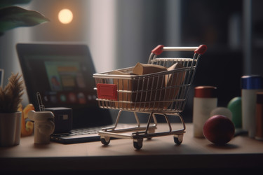 Цифровая корзина онлайн-покупок. Маркетинговая распродажа. Генерировать искусственный интеллект - yliv