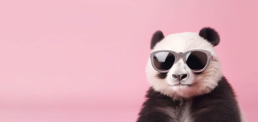Солнцезащитные очки Baby panda с розовым баннером. Генерировать искусственный интеллект - yliv