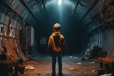 Современный подземный бункер для мальчиков. Легкий бетон. Генерировать искусственный интеллект - yliv