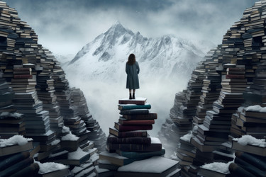 Женщина-поэт на книжной горе. Генерировать искусственный интеллект - yliv