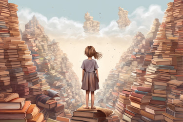 Девушка-поэтесса возле книг. Классический автор. Генерировать искусственный интеллект - yliv