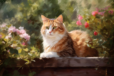 Кошачий садовый ящик летом. Генерировать искусственный интеллект - yliv