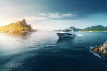 Морской круиз на роскошной яхте. Корабль с высоты птичьего полета. Генерировать искусственный интеллект - yliv