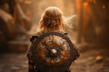 Вымышленный игровой мир Warrior child shield. Люди науки. Генерировать искусственный интеллект - yliv
