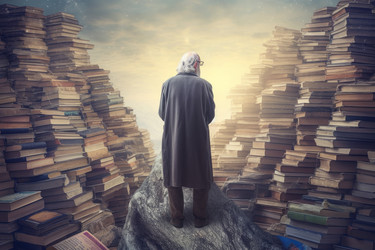 Поэт пожилой человек возле книги. Генерировать искусственный интеллект - yliv