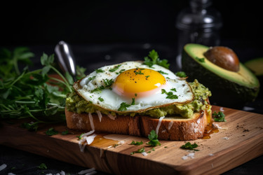 Завтрак с поджаренным яйцом и авокадо. Перец вкусный. Генерировать искусственный интеллект - yliv