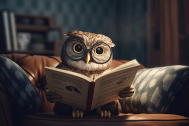Милая сова читает книжку. Генерировать искусственный интеллект - yliv