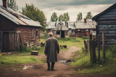 Русский старик в старой деревне. Генерировать искусственный интеллект - yliv