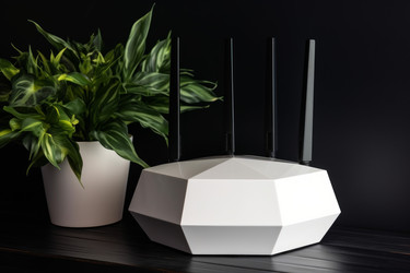 Белый современный Wi-Fi роутер. Кабельный порт. Генерировать искусственный интеллект - yliv