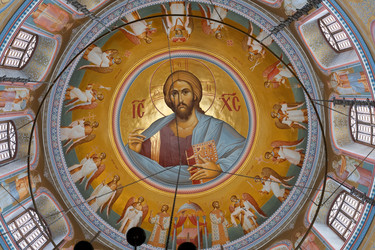 Образ Иисуса Христа под куполом Александро-Невского собора. Александро-Невский Ново-Тихвинский женский монастырь. Екатеринбург, Россия - kostya6969