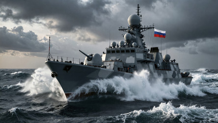 Военный корабль в штормовом море - Vvicca
