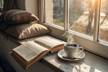 Наслаждаясь книгой и кофе на солнечном подоконнике, Генеративный ИИ - RomanZ