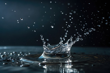 Капля воды создает брызги в темной студийной среде Generative AI - RomanZ