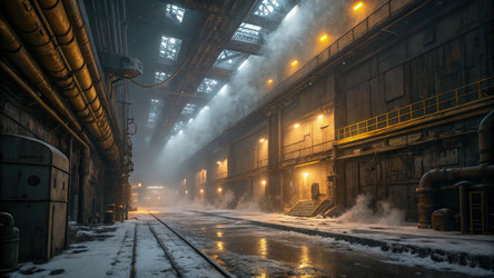 Массивная разлагающаяся промышленная космическая станция с жутким освещением и генеративным искусственным интеллектом - RomanZ