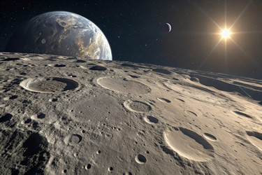 Detailed View of the Moon’s Surface Showcasing Craters in Space Generative AI - RomanZ