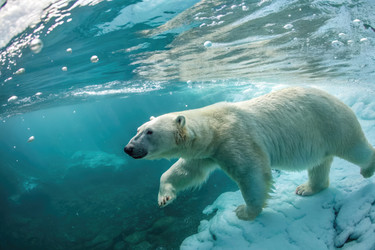 Белый медведь грациозно плавает в арктических водах Подводный генеративный ИИ - RomanZ
