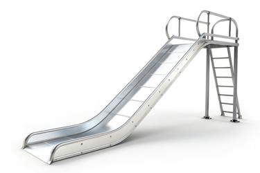 White Metal Slide for Children’s Playground on Clean Background Generative AI - RomanZ